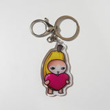 Banana Cat Heart Keychain