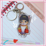 Fast Food Operator Cat Keychain