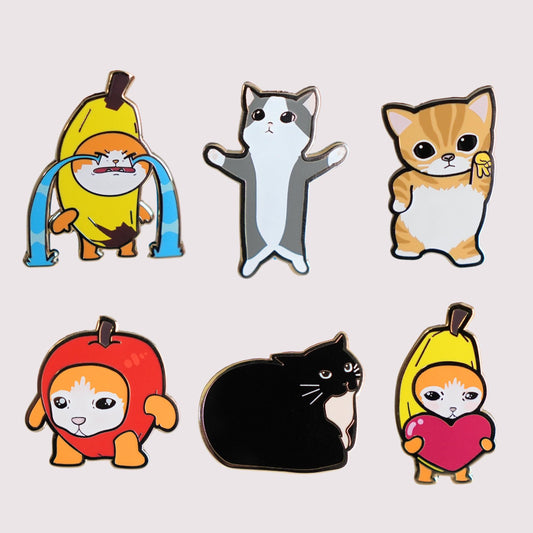 Silly Cats Enamel Pins
