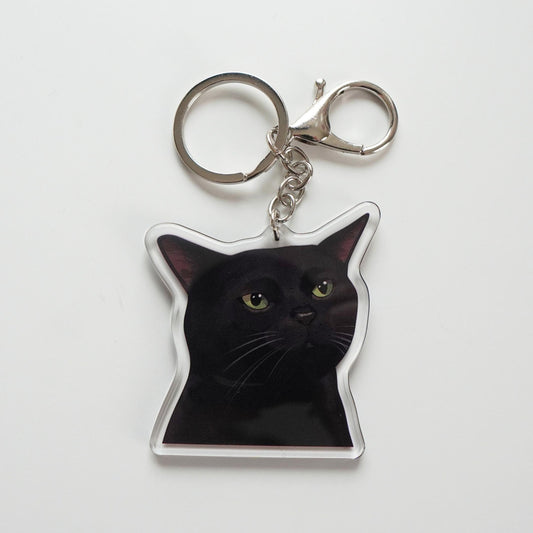 Blank Stare Cat Keychain