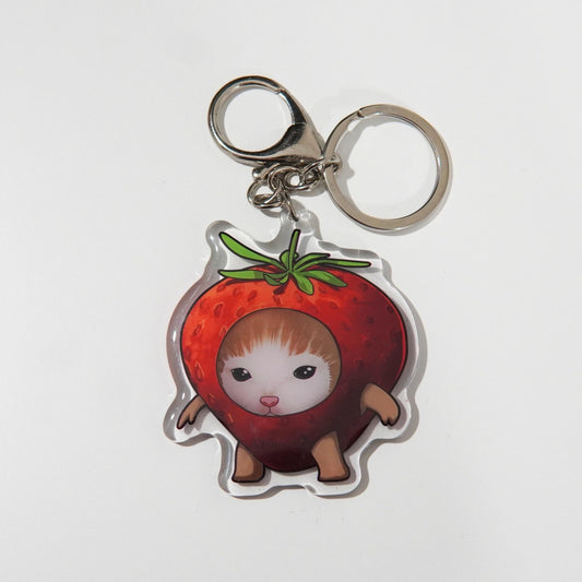 Strawberry Cat Keychain