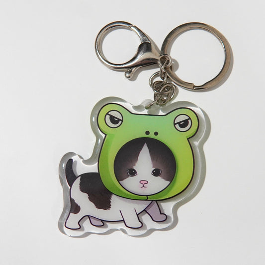 Froggy Hat Cat Keychain