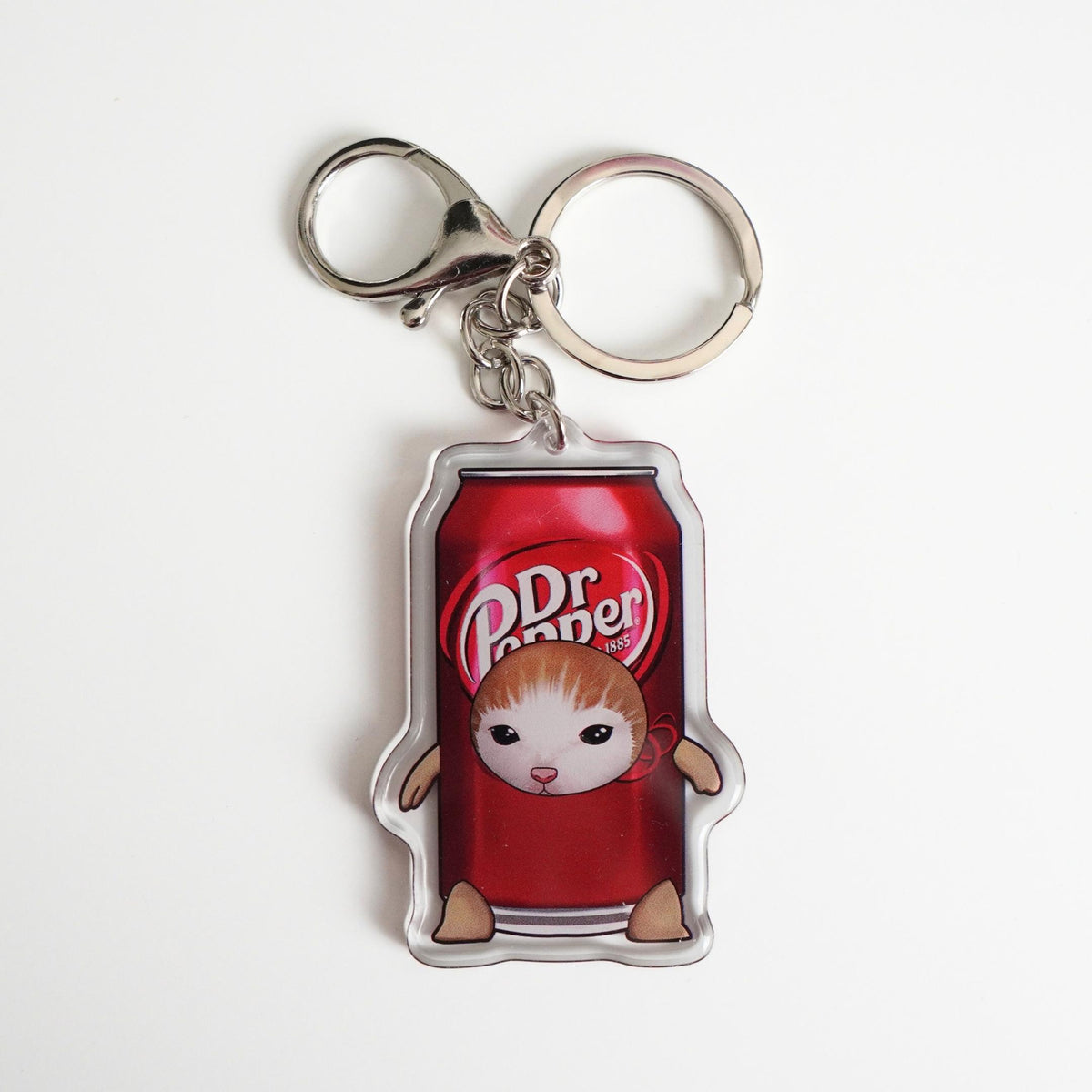 Dr Pepper Cat Keychain