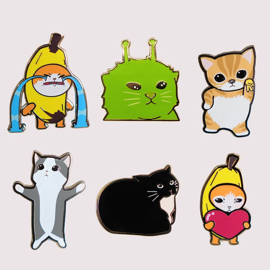Silly Cats Enamel Pins