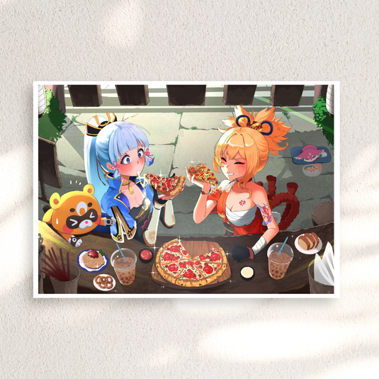 Yoimiya and Ayaka Pizza Date 5x7 Print