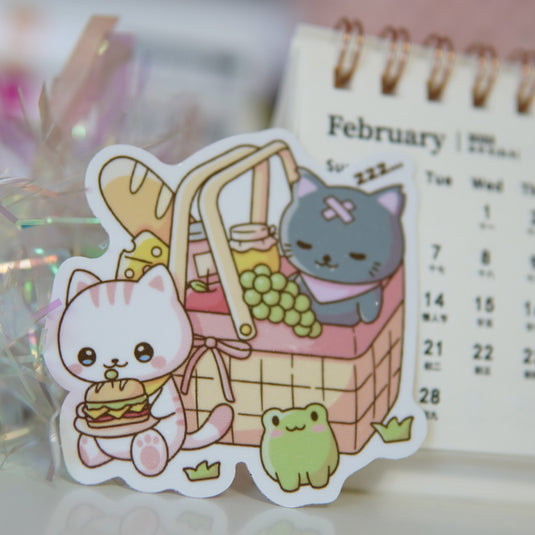 Picnic Basket Kitties Sticker