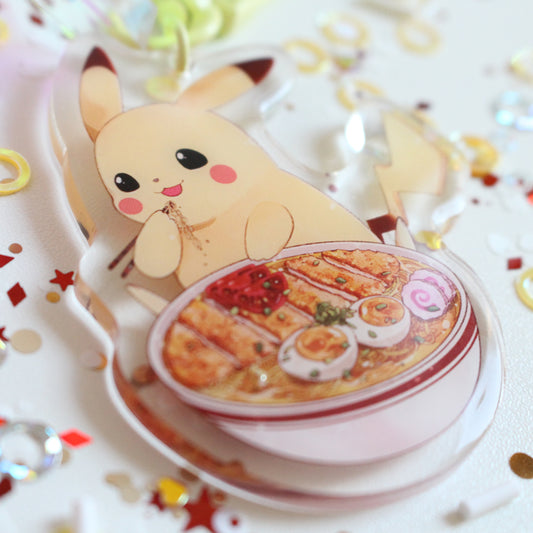 Electric Mouse Eating Ramen Keychain